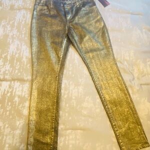 Gold & Glittery ! Sexy BONGO straight leg pants Size 9 Skinny jeans  NWT Shimmer